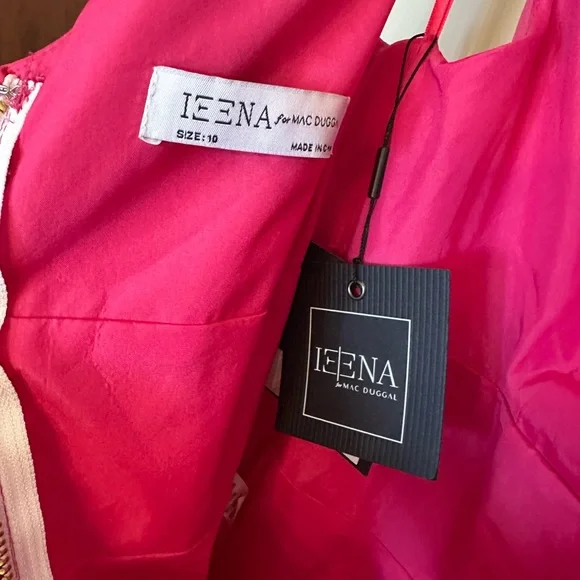 IEENA FOR MAC DUGGAL
Pink V Neck Fit & Flare Mini Dress -10 - Picture 10 of 14